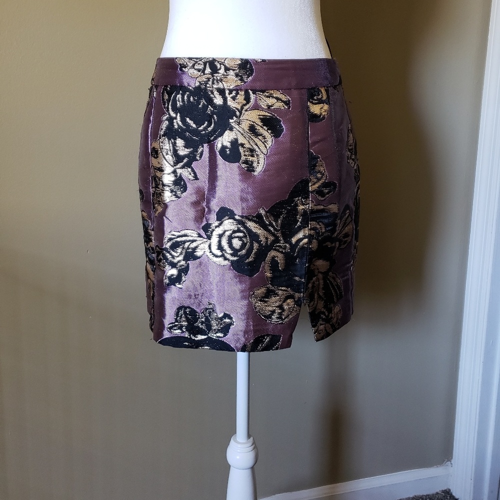 TOPSHOP Petite Metallic Floral Mini Skirt